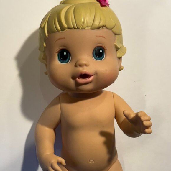 2008 Hasbro Baby Alive 14" Baby Doll Toy Blond Molded Hair - Picture 1 of 4